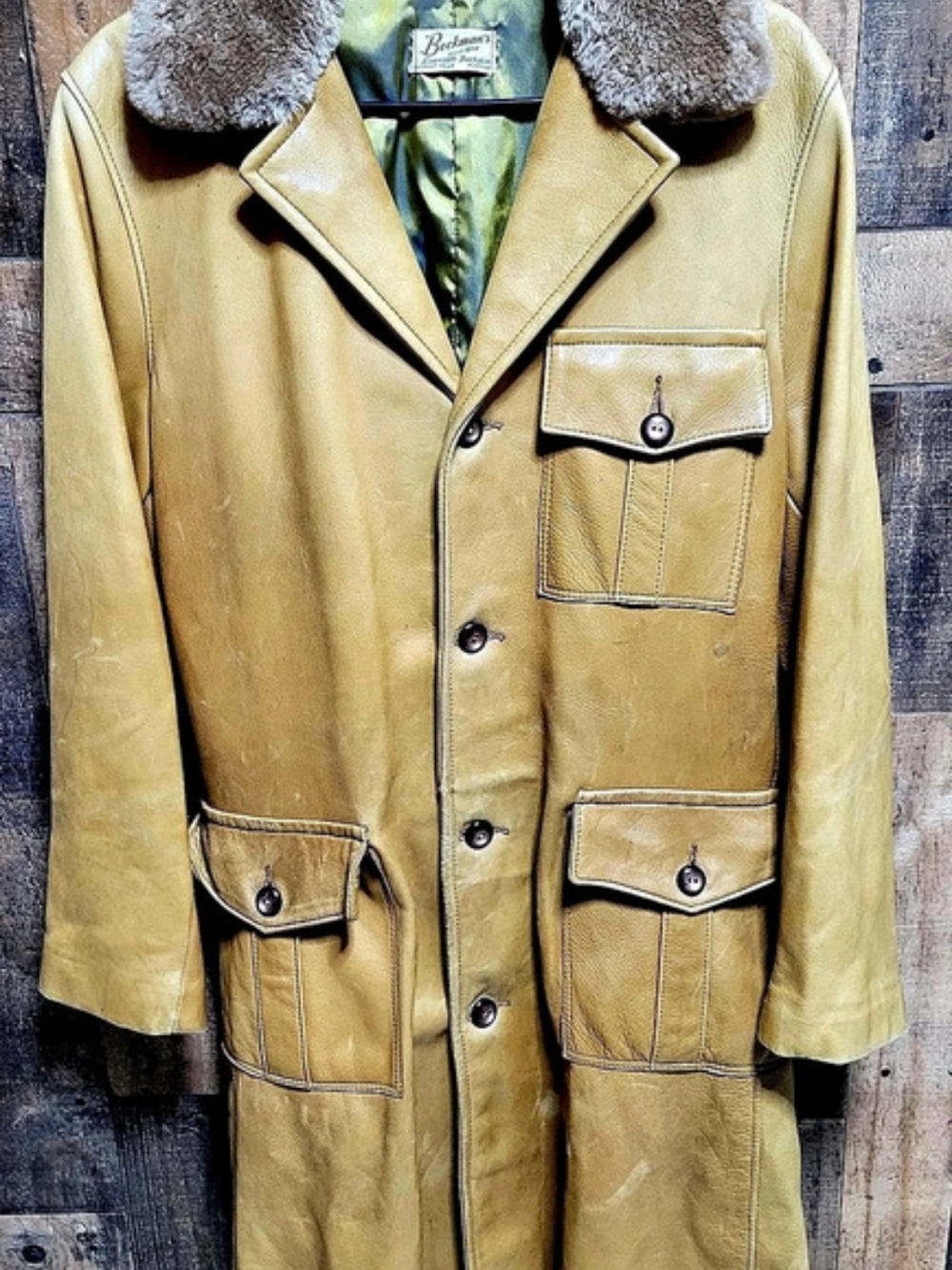 Gorgeous 1940s Car Coat Eversoft Buckskin Leather Field Coat in Brown
